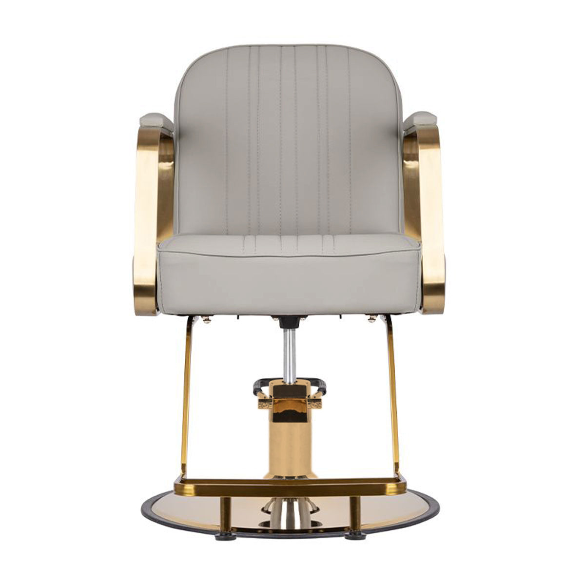 Gabbiano Acri Hair Salon Styling Chair Beige With Gold Base - front view on a white background