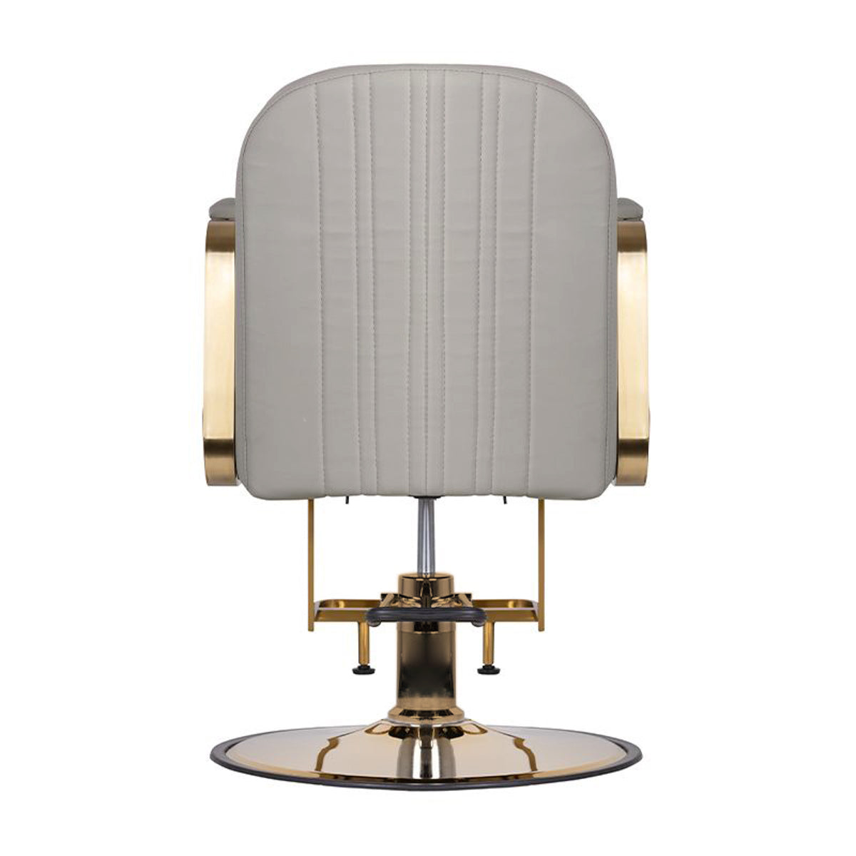 Gabbiano Acri Hair Salon Styling Chair Beige With Gold Base - rear view on a white background