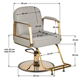 Gabbiano Acri Hair Salon Styling Chair Beige With Gold Base - dimensions and measurements shown