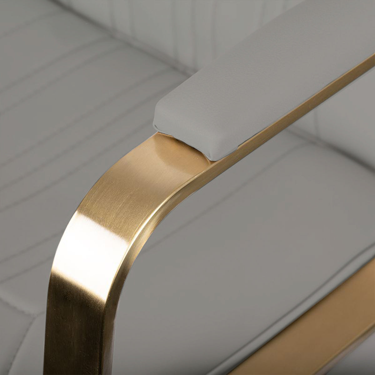 Gabbiano Acri Hair Salon Styling Chair Beige With Gold Base - close-up of the upholstery and construction details