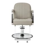 Gabbiano Acri Hair Salon Styling Chair Beige With Silver Base - side view on a white background