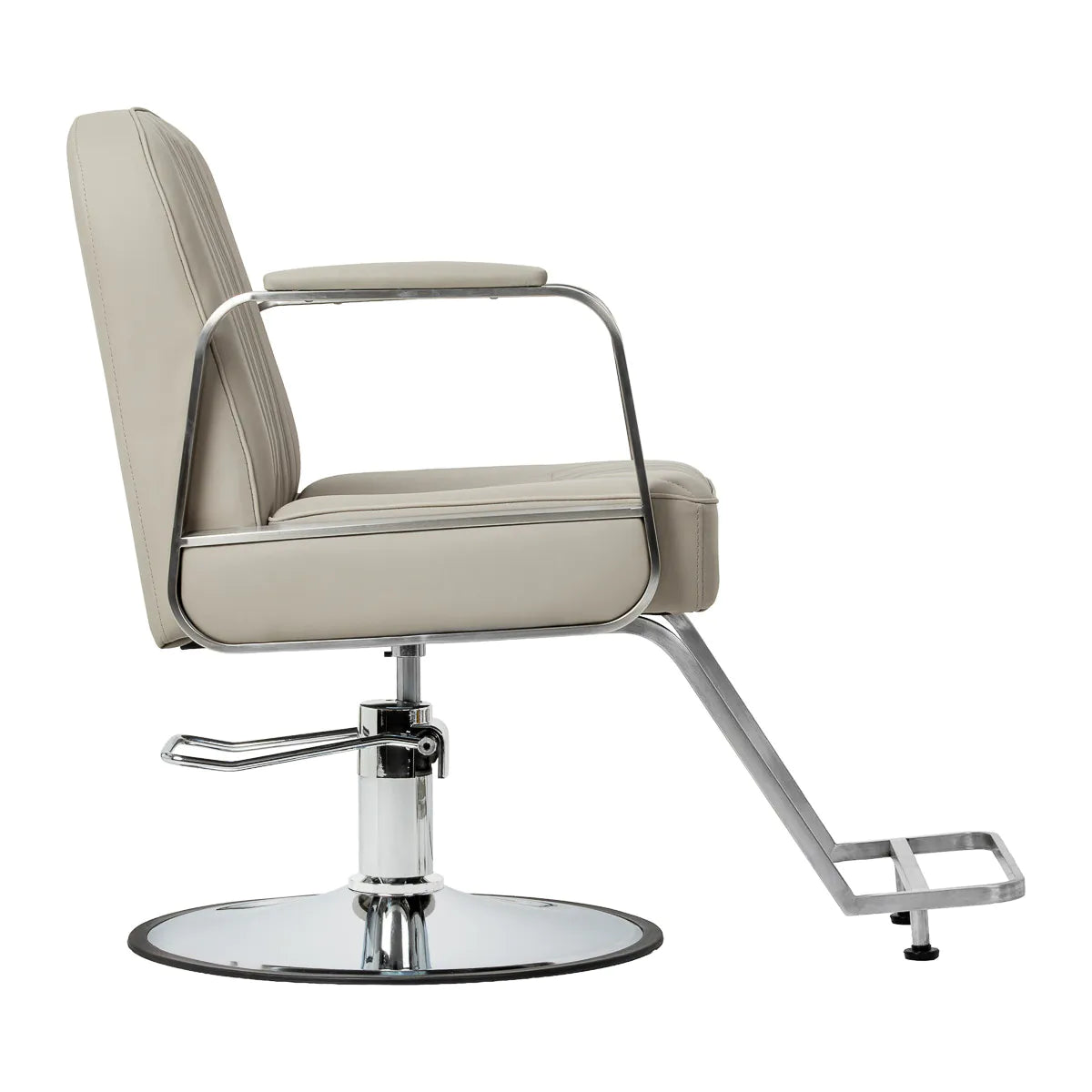 Gabbiano Acri Hair Salon Styling Chair Beige With Silver Base - rear view on a white background