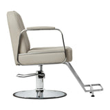 Gabbiano Acri Hair Salon Styling Chair Beige With Silver Base - rear view on a white background