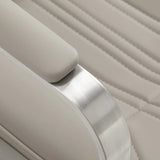 Gabbiano Acri Hair Salon Styling Chair Beige With Silver Base - close-up of the upholstery and construction details