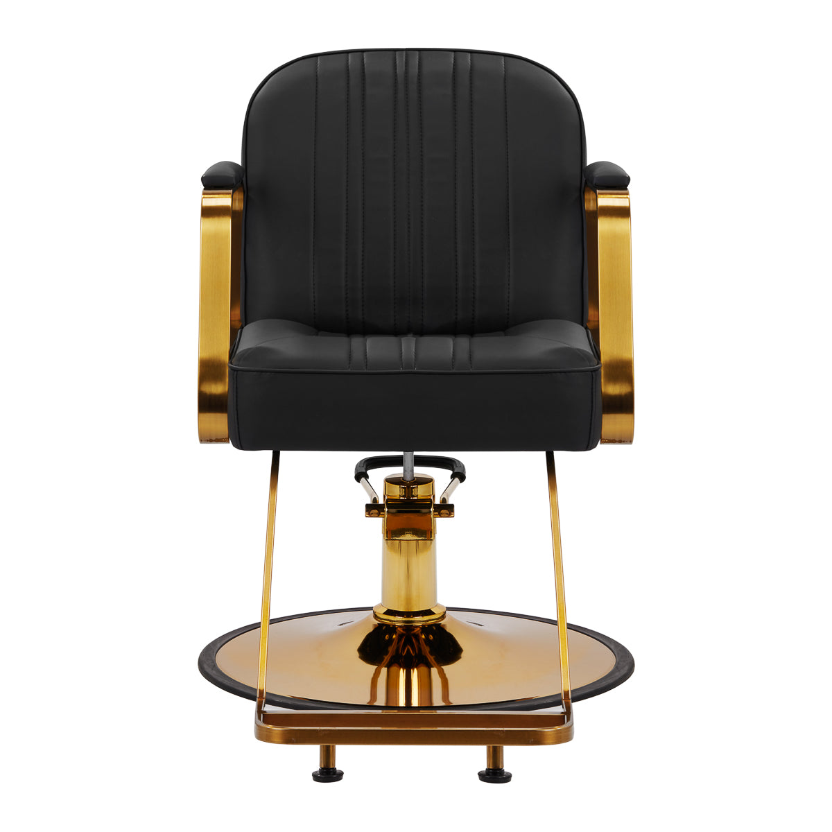 Gabbiano Acri Hair Salon Styling Chair Black With Gold Base - front view on a white background
