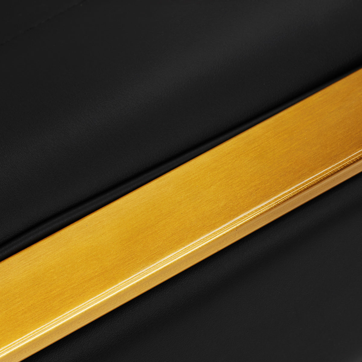 Gabbiano Acri Hair Salon Styling Chair Black With Gold Base - close-up of the upholstery and construction details