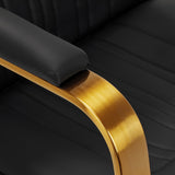 Gabbiano Acri Hair Salon Styling Chair Black With Gold Base - close-up of the upholstery and construction details