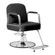 Gabbiano Acri Hair Salon Styling Chair Black With Silver Base - angled front view on a white background