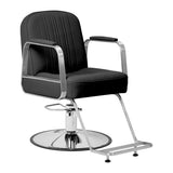 Gabbiano Acri Hair Salon Styling Chair Black With Silver Base - angled front view on a white background