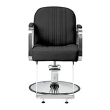 Gabbiano Acri Hair Salon Styling Chair Black With Silver Base - side view on a white background