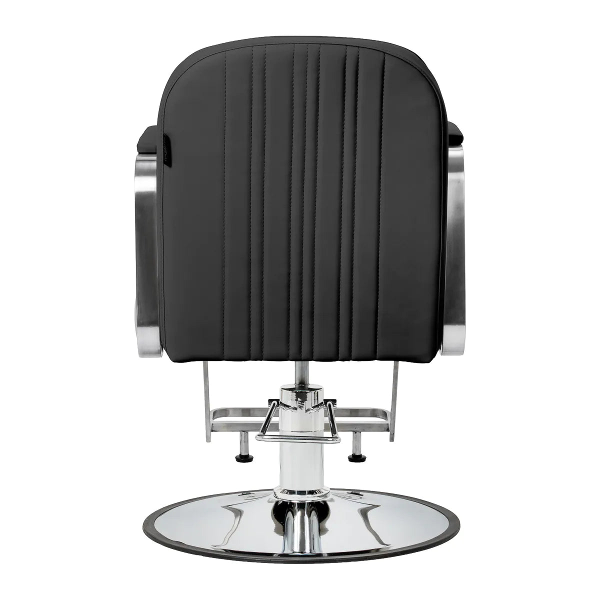 Gabbiano Acri Hair Salon Styling Chair Black With Silver Base - front view on a white background