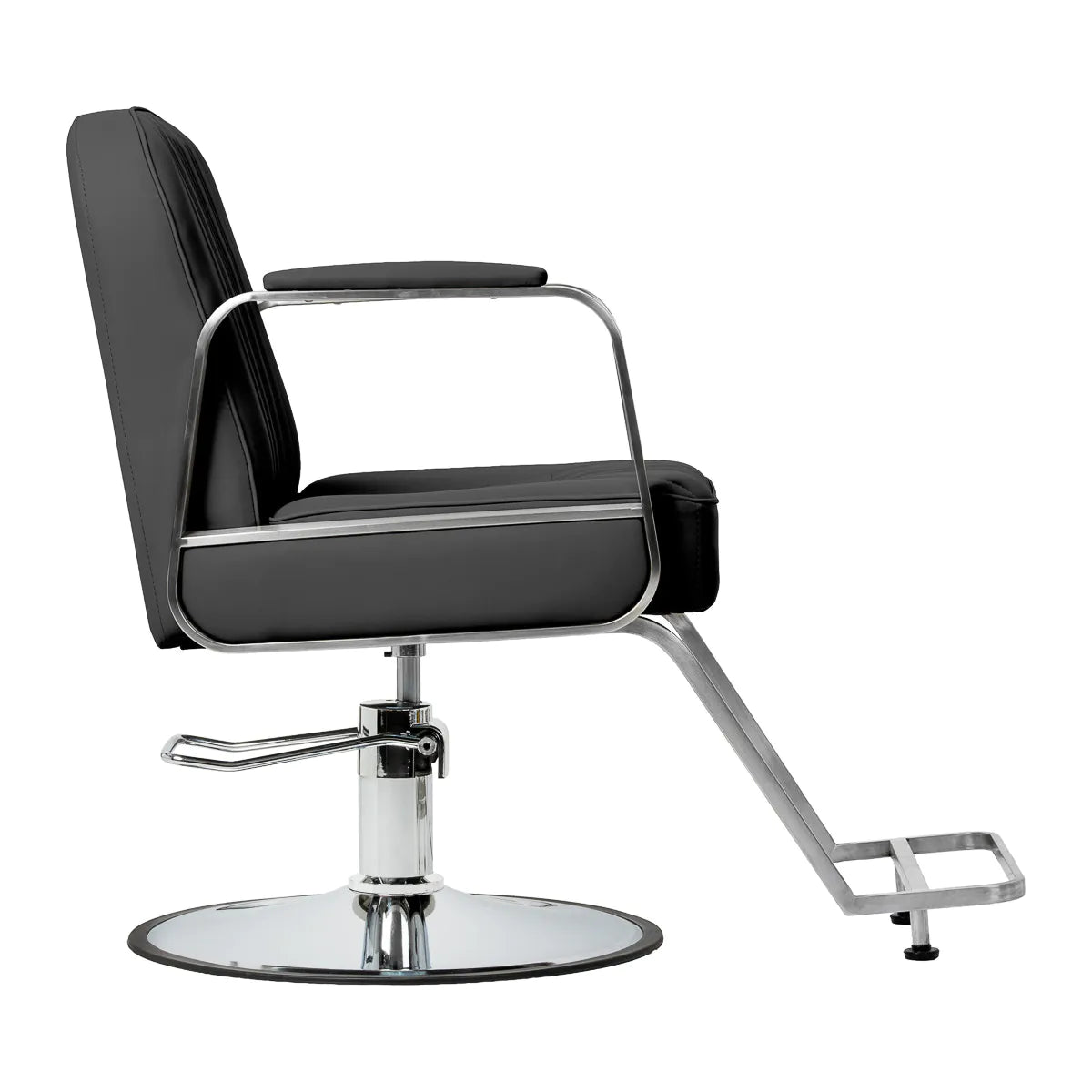 Gabbiano Acri Hair Salon Styling Chair Black With Silver Base - rear view on a white background