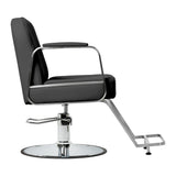 Gabbiano Acri Hair Salon Styling Chair Black With Silver Base - rear view on a white background