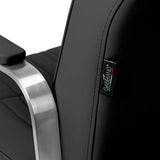 Gabbiano Acri Hair Salon Styling Chair Black With Silver Base - close-up of the upholstery and construction details
