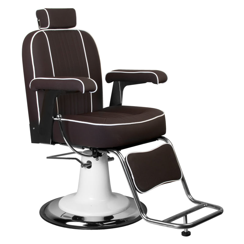 Gabbiano Amadeo Brown Barber Chair - angled front view on a white background