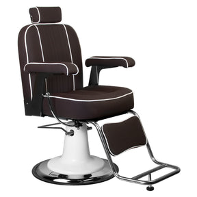 Gabbiano Amadeo Brown Barber Chair - angled front view on a white background