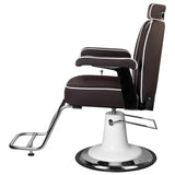 Gabbiano Amadeo Brown Barber Chair - rear view on a white background