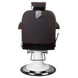 Gabbiano Amadeo Brown Barber Chair - close-up of the upholstery, frame and footrest details