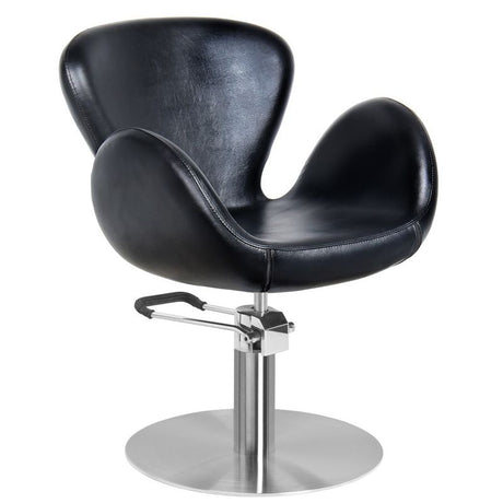Gabbiano Amsterdam Barber Chair Black - angled front view on a white background
