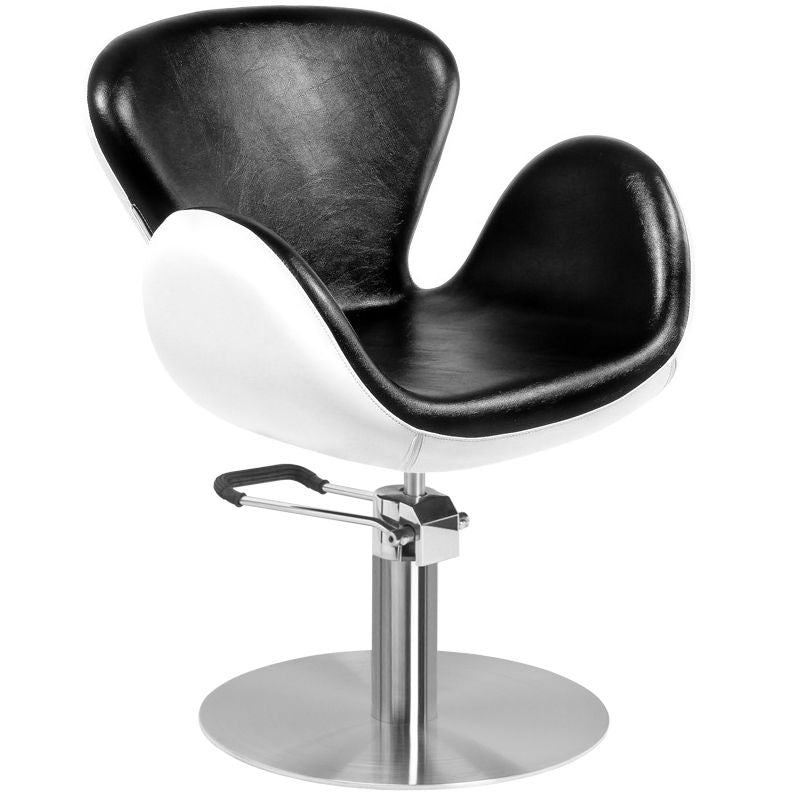 Gabbiano Amsterdam Barber Chair Black & White - angled front view on a white background