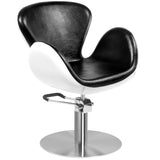 Gabbiano Amsterdam Barber Chair Black & White - angled front view on a white background