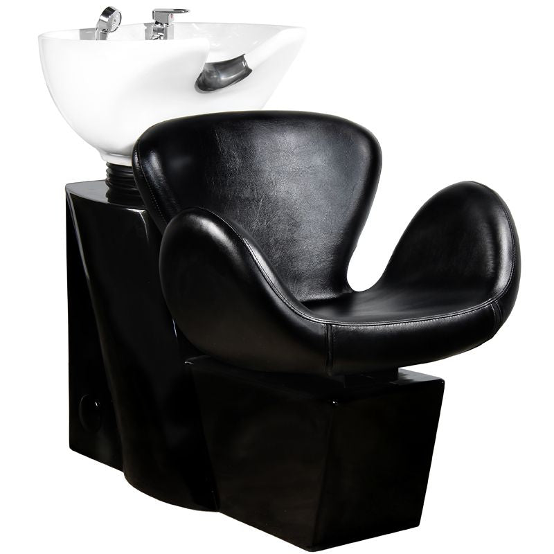 Gabbiano Amsterdam Hairdressing Hair Wash Unit Black - full product view at an angle on a white background