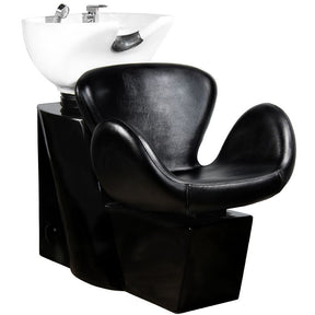 Gabbiano Amsterdam Hairdressing Hair Wash Unit Black - full product view at an angle on a white background