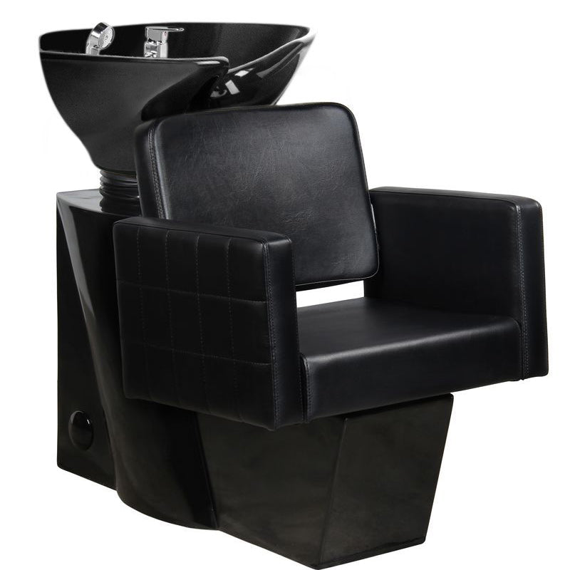 Gabbiano Ankara Backwash Unit Black with Black Bowl - full product view at an angle on a white background