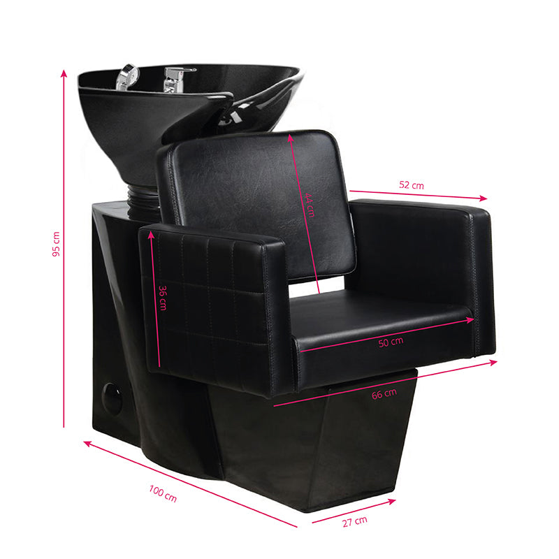 Gabbiano Ankara Backwash Unit Black with Black Bowl - full product view on a white background