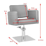Gabbiano Ankara Hair Salon Styling Chair Grey - dimensions and measurements shown