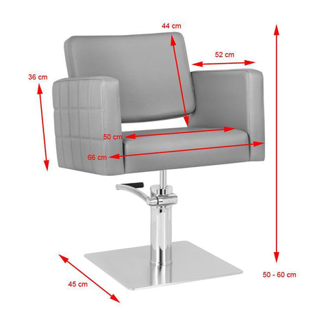 Gabbiano Ankara Hair Salon Styling Chair Grey - dimensions and measurements shown