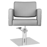 Gabbiano Ankara Hair Salon Styling Chair Grey - close-up of the upholstery, frame and footrest details