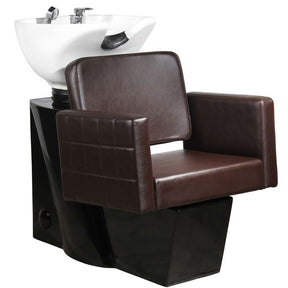 Gabbiano Ankara Hair Wash Unit Brown - full product view at an angle on a white background