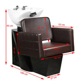Gabbiano Ankara Hair Wash Unit Brown - dimensions and measurements shown