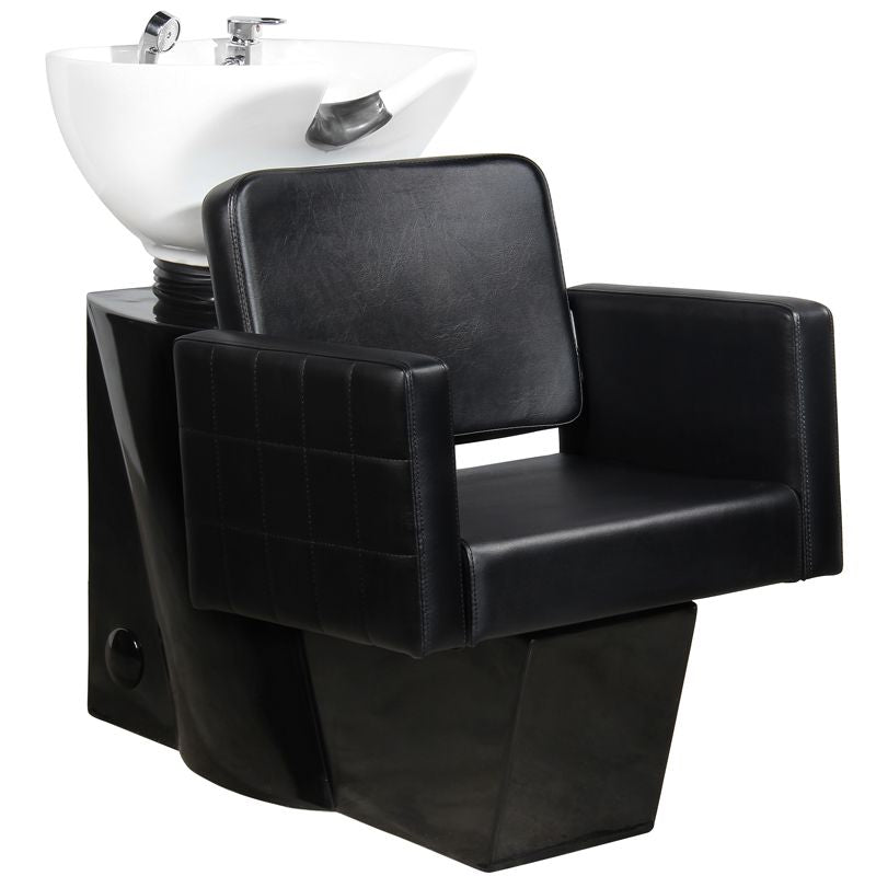 Gabbiano Ankara Salon Backwash Unit Black - full product view at an angle on a white background