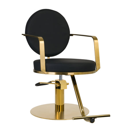 Gabbiano Arras Hair Salon Styling Chair Black & Gold - angled front view on a white background