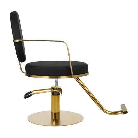 Gabbiano Arras Hair Salon Styling Chair Black & Gold - side view on a white background