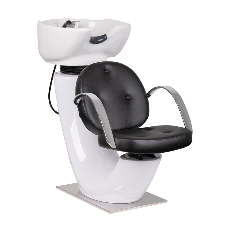 Gabbiano Asti Hair Wash Unit Black & White - full product view at an angle on a white background