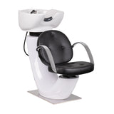 Gabbiano Asti Hair Wash Unit Black & White - full product view at an angle on a white background