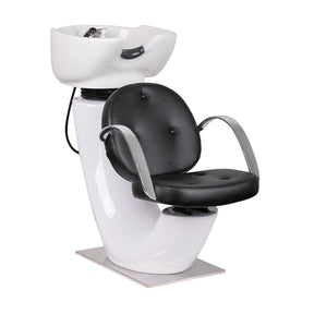 Gabbiano Asti Hair Wash Unit Black & White - full product view at an angle on a white background