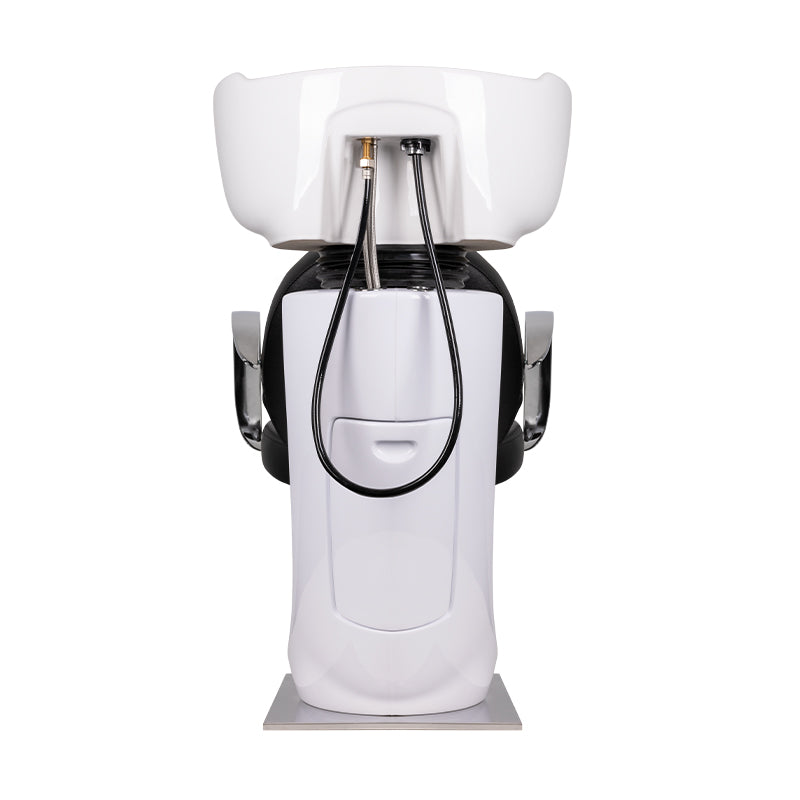 Gabbiano Asti Hair Wash Unit Black & White - side view of the complete wash unit