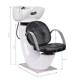 Gabbiano Asti Hair Wash Unit Black & White - rear view showing the basin connections