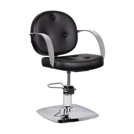 Gabbiano Asti Hairdressing Chair Black - angled front view on a white background