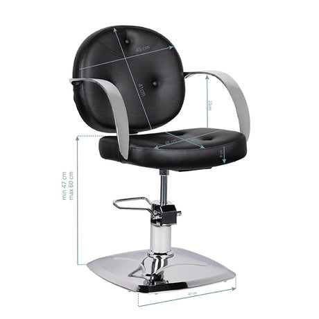 Gabbiano Asti Hairdressing Chair Black - side view on a white background
