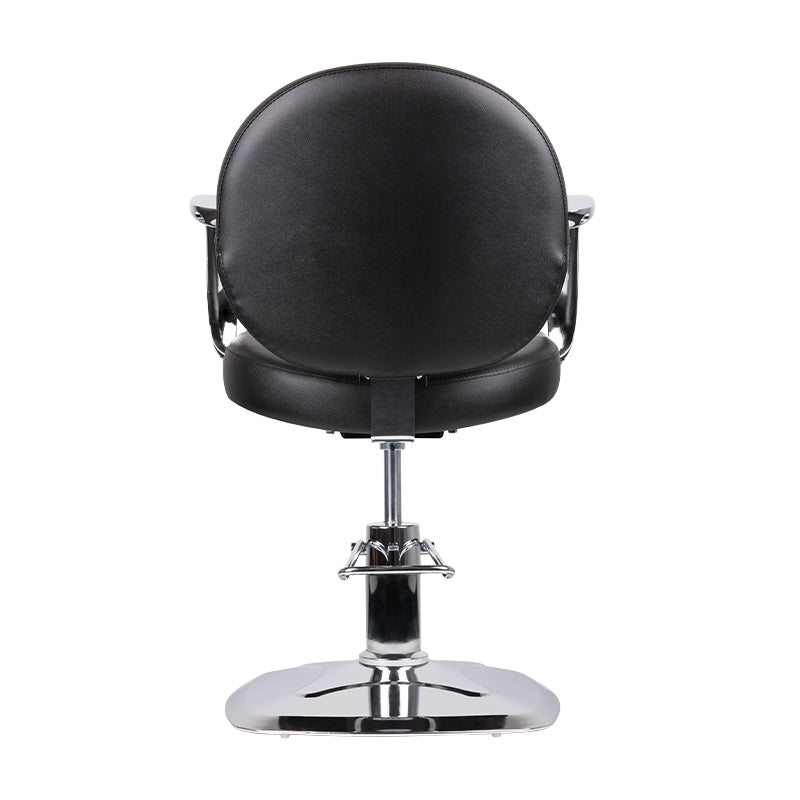 Gabbiano Asti Hairdressing Chair Black - close-up of the upholstery, frame and footrest details