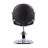 Gabbiano Asti Hairdressing Chair Black - close-up of the upholstery, frame and footrest details