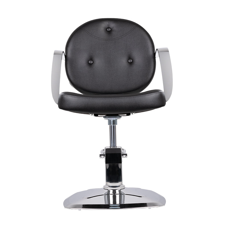 Gabbiano Asti Hairdressing Chair Black - close-up of the upholstery, frame and footrest details