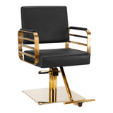 Gabbiano Avila Hair Salon Styling Chair Black & Gold - angled front view on a white background
