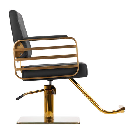 Gabbiano Avila Hair Salon Styling Chair Black & Gold - side view on a white background