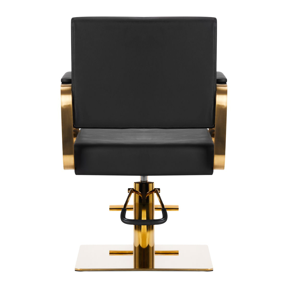 Gabbiano Avila Hair Salon Styling Chair Black & Gold - close-up of the upholstery, frame and footrest details